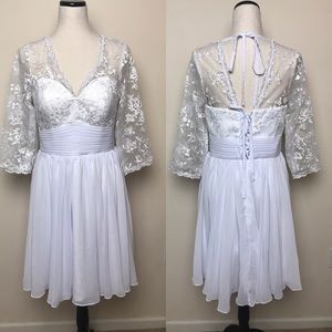 NWT White Lace 3/4 Sleeve A-Line Dress - Wedding Bridal Cocktail